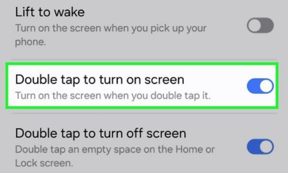 how to enable double touch display samsung