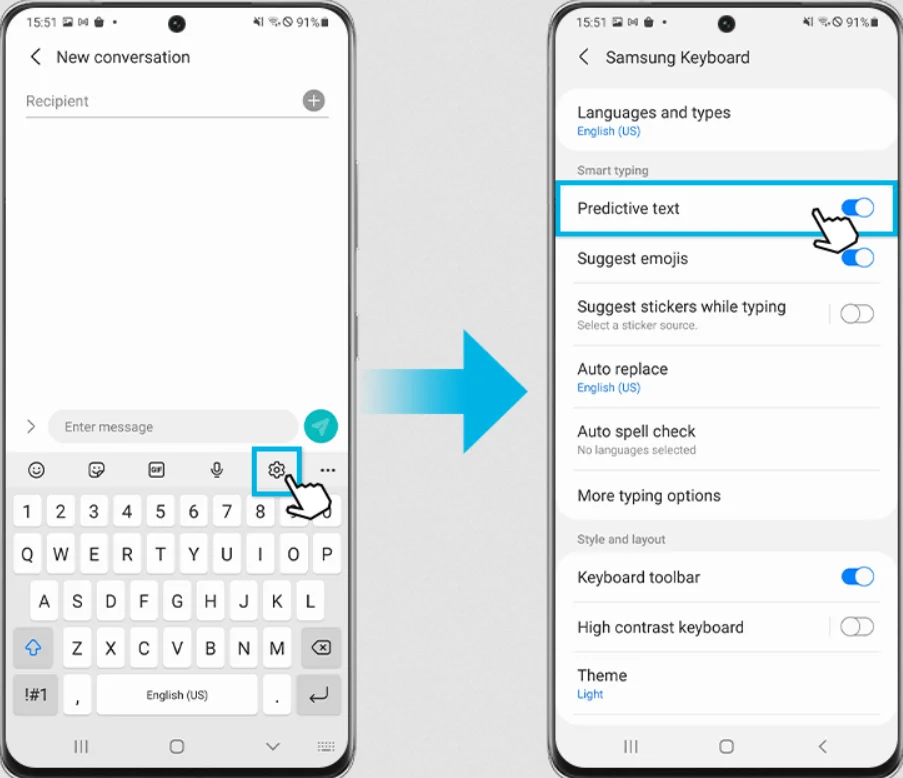 how to Samsung disable keyboard dictionary